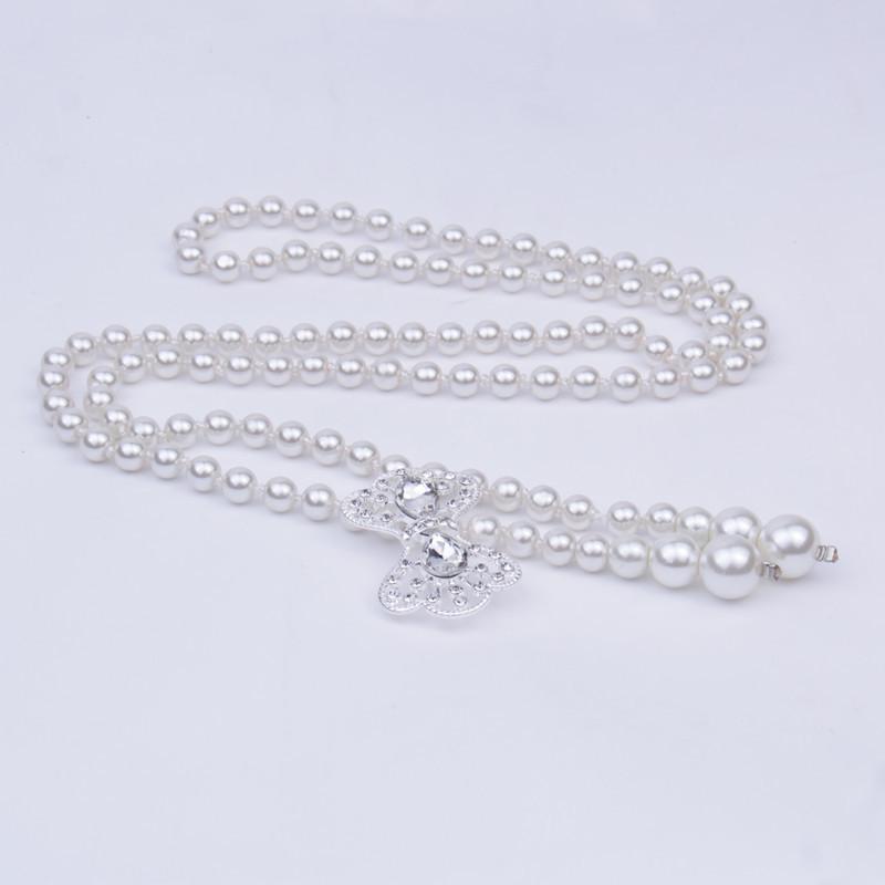 Single Row Imitation Pearl Waist Chain Dress Summer Belt Bow Buckle Pentagram Multi-Buckle Multi-Style