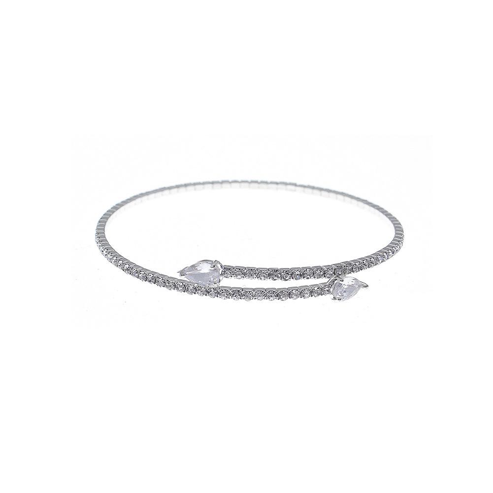Minimalist Personalized Open Elastic Bangle High End Zircon Diamond Bracelet Daily Versatile Fashion Jewelry For Women