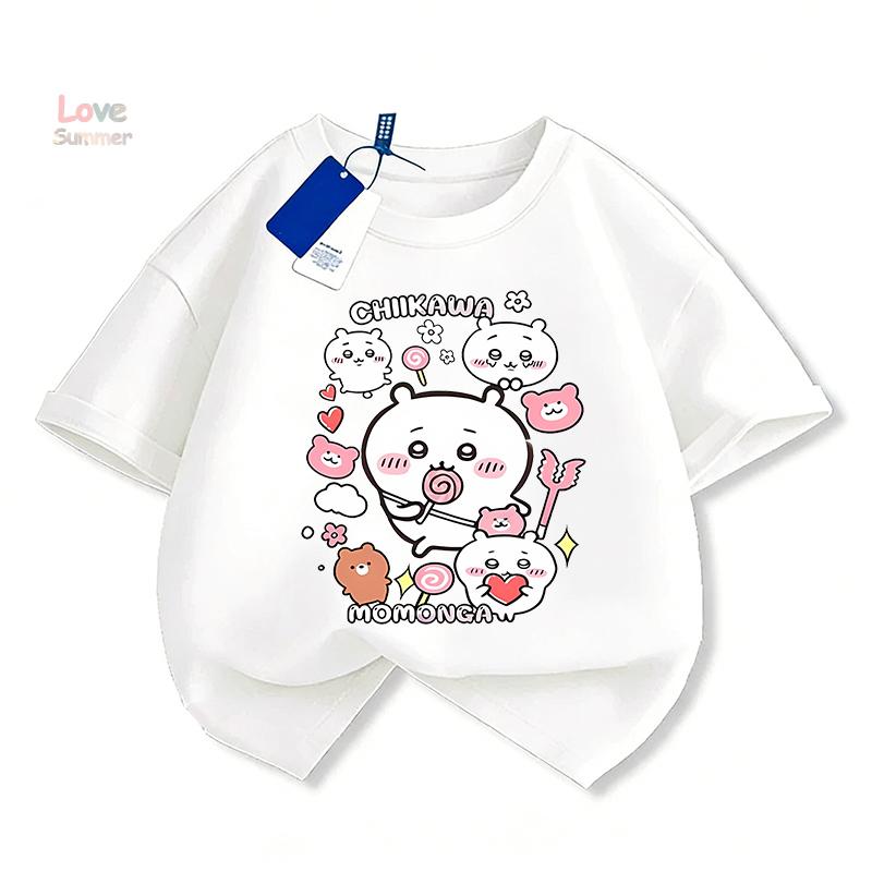 T-shirt estiva 2026 Chiikawa Ragazza e Ragazzo Hachiware Casual Manica Corta Regalo Perfetto per Bambini dai 4 ai 14 Anni Trendy per Streetwear