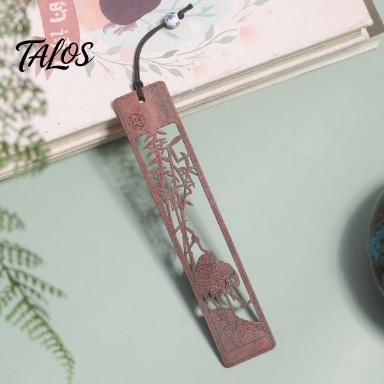 Hollow Pattern Bookmark Rosewood Bookmark, Plum Orchid Bamboo Chrysanthemum Carved Classic Wooden Traditional Chinese Style Wood Page Marker for Book