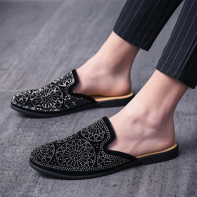 Sommer Herrenschuhe Lässig Marke Halbschuhe Herren Slipper Strass Leder Halbslipper Atmungsaktiv Slip-on Lazy Flache Herren Mokassins