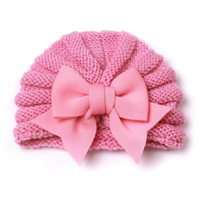 Autumn and Winter Children's Warm Knitted Hat, Baby Bow Indian Hat, Baby Wool Hat