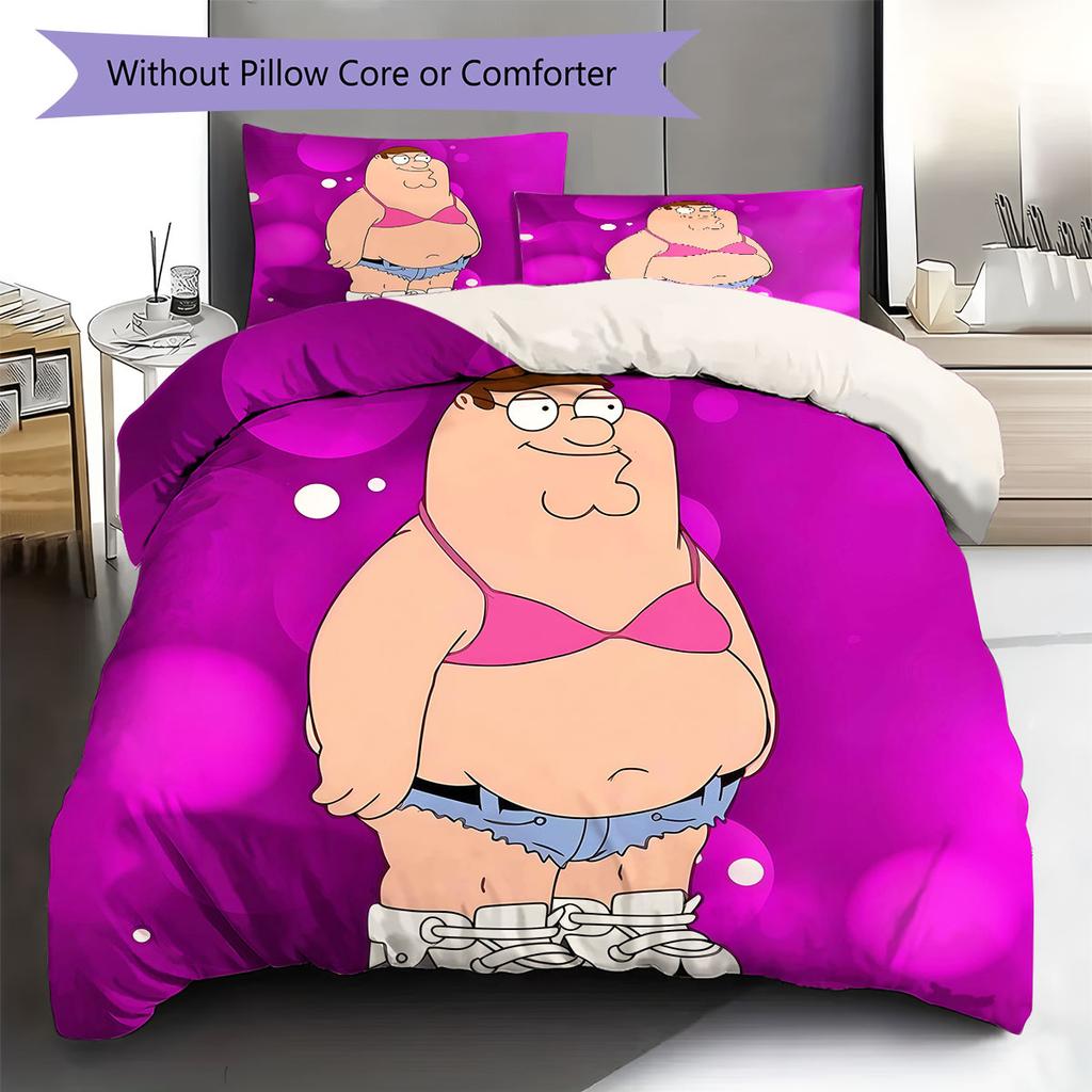 Rodinný typ Vzor Povlečení Sada prošívaných dek Quilt Cover Povlak na polštář Domácí dekorace Dárek k narozeninám (1 * povlak na peřinu + 2 * povlak na polštář, bez jádra)