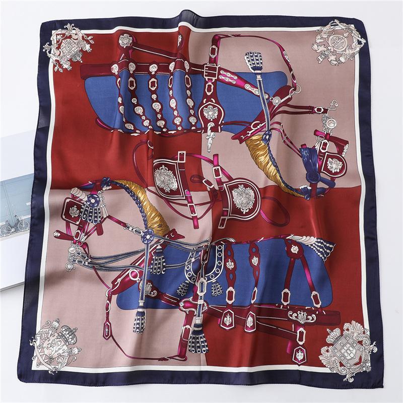 Spring and summer thin printed silk scarf sun protection simulation silk small square scarf autumn and winter warm scarf fashion versatile professiona