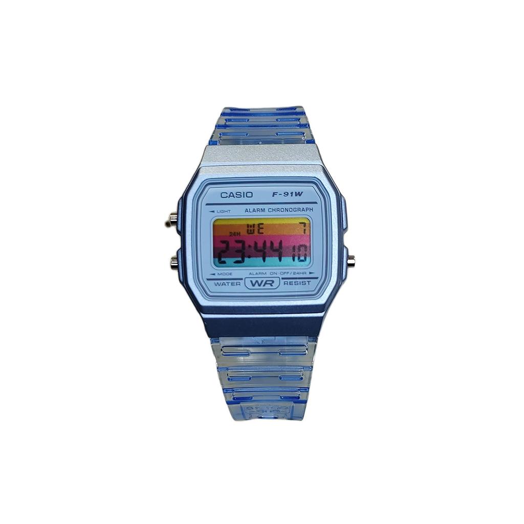 CASIO Custom Collection Quartz Movement Resin Strap Watch Men's Watches Blue Dial F-91WS-2(Watch5--)