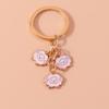 Cute Enamel Pink Love Heart Keychain Rose Flower Key Rings Pendant for Key Holder Women Girls Handbag Pendants DIY Jewelry Gifts