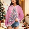 Blusão casual de lã polar para crianças com estampa de Natal e design com capuz