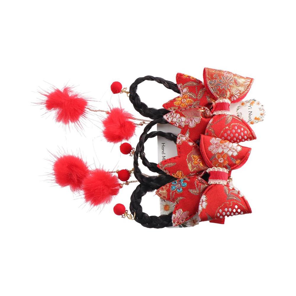 Flower Hanfu Headdress Baby Wig Hairpin New Year Headdress Child Hair Accessories Bow Hair Clip
