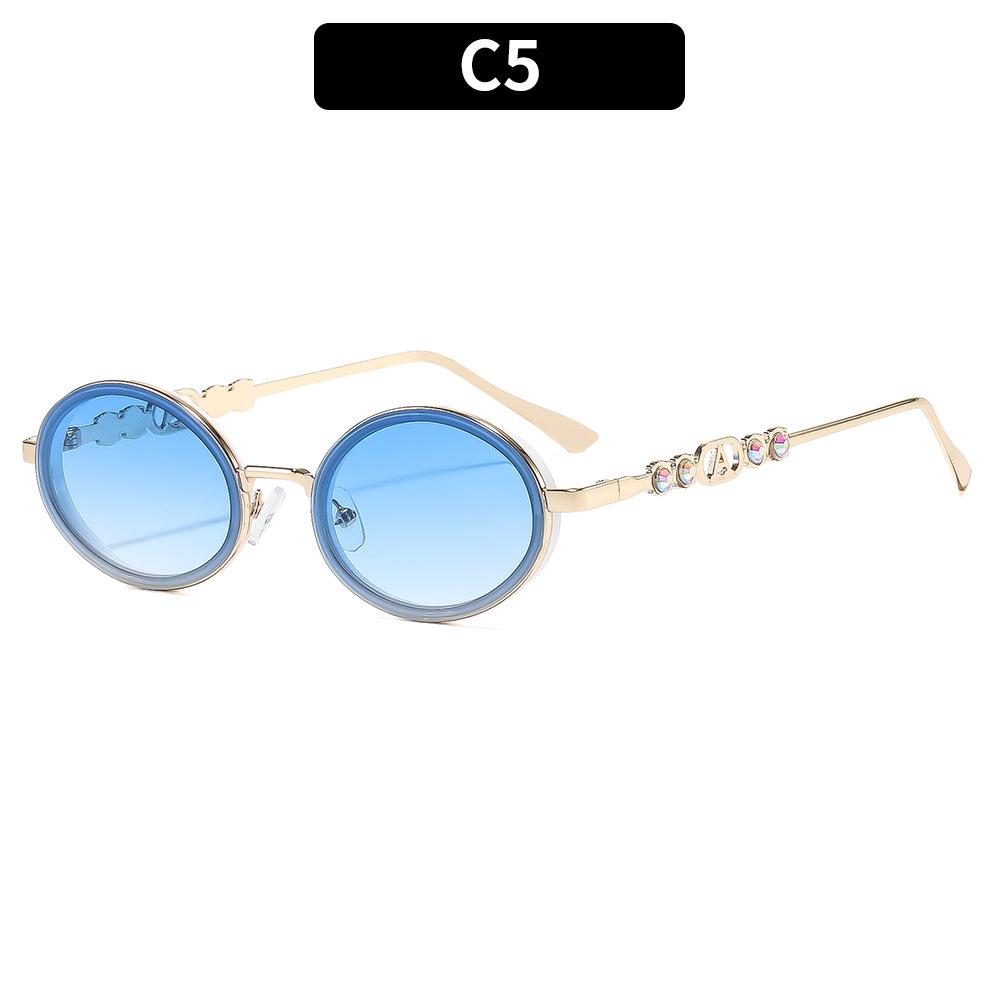 European and American fashion new retro trend sunglasses high-end diamond round sunglasses street shooting versatile personalized glasses
