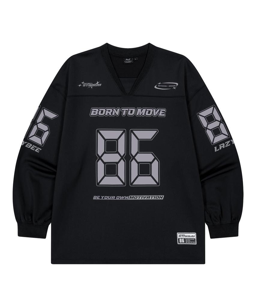 Leijibi Giant Fit Long Sleeve Tee Rugby Jersey Oversized Gym Wear Sweatshirt Running Jersey Block Core M Black 2