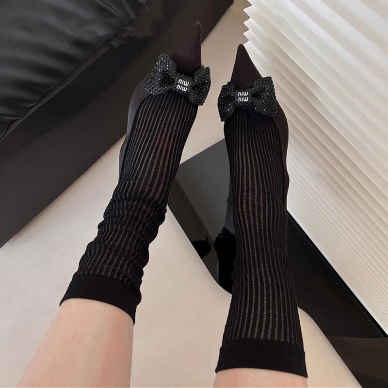Ronya See-Through Long Knee Socks Spring Summer Shoes Stockings Socks
