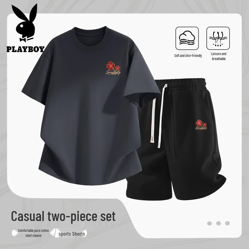 Playboy Men s 2026 Summer Casual T-shirt & Shorts Set 2XL