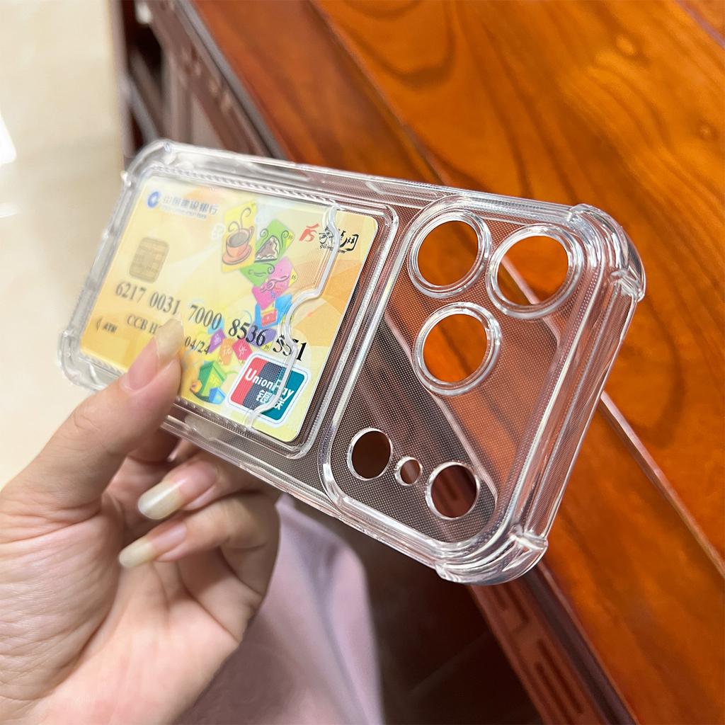 Custodia Porta Carte Portafoglio per iPhone Air 17 e 16 Pro Max 15 Plus 14 13 12 Mini 11 Xr Xs Max 17pro Borsa Trasparente con Inserimento Carte Cover per Telefono Accessori