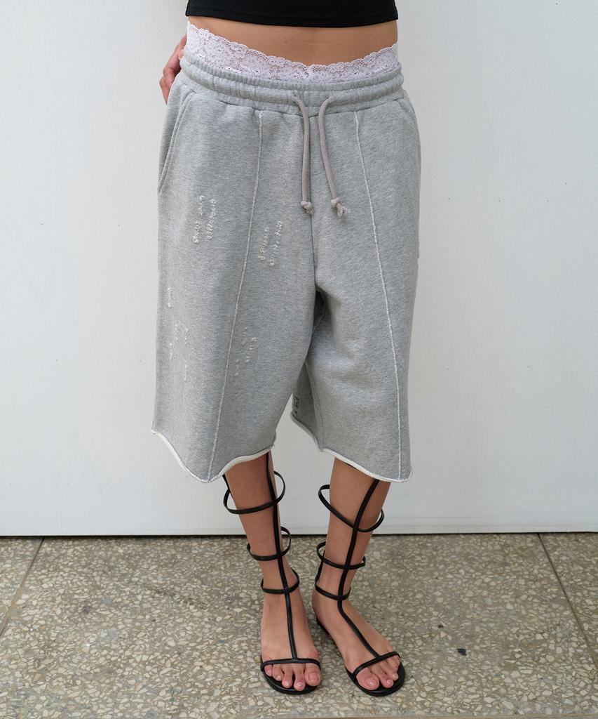 THEVINYLHOUSE Cut-Off Damage Shorts Gray