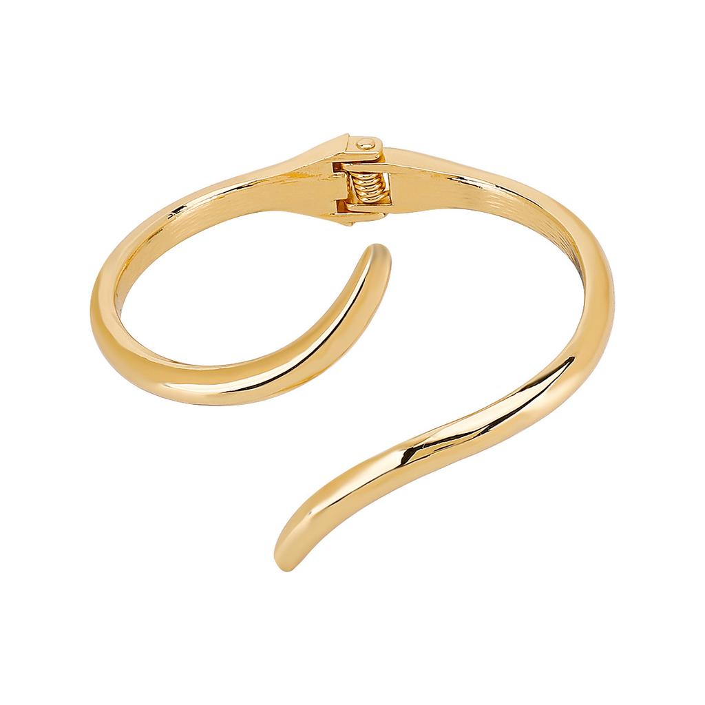 DIEZI Exaggerated Simple Geometric Cuff Spring Bangles Fashion Punk Gold Silver Color Heavy Metal Bracelet For Women Men Jewelry