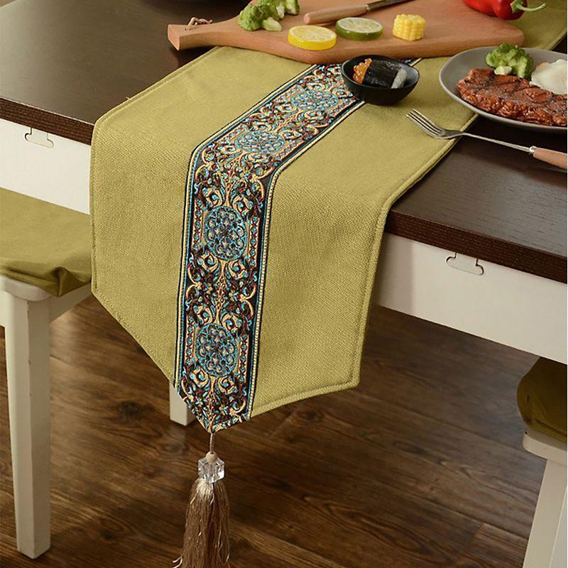 

Доступный Роскошный Кофейный Столик в Китайском Стиле, Тумба под ТВ, Скатерть, Банкетка, Тканевая Отделка, Винтажная Высококлассная Декорация Скатерти Green 30*120cm