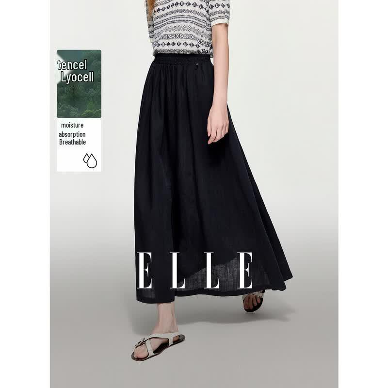 ELLE French-Inspired Tencel Linen Blend A-Line Skirt XL