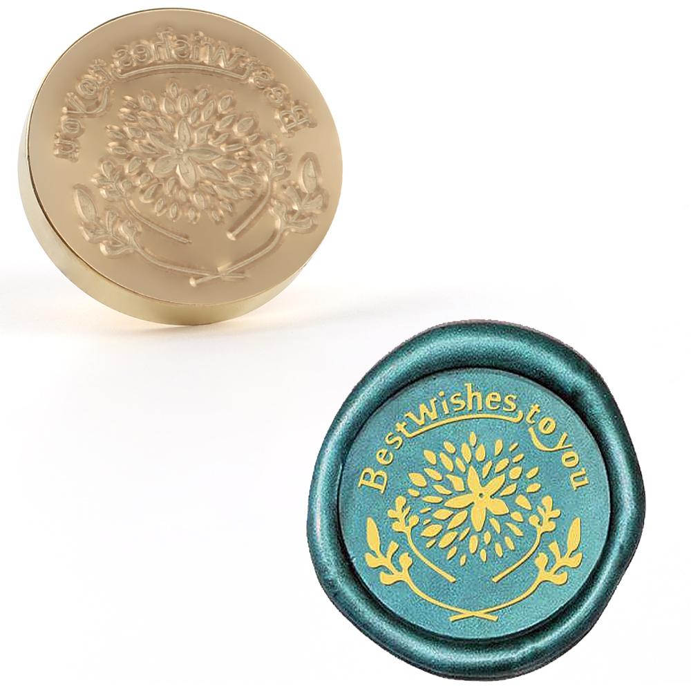 Finest Wine Wax Seal Stamps Brass Head (not included Wax Seal Beads) For You,Open Here,Open me,Good luck 0.98" Removable Round