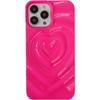 Korea Cute Pink Love Heart Folds Glossy Phone Case For Iphone 14 13 12 11 Pro Max X Xs Xr Lovely Y2k støtsikkert mykt deksel Funda