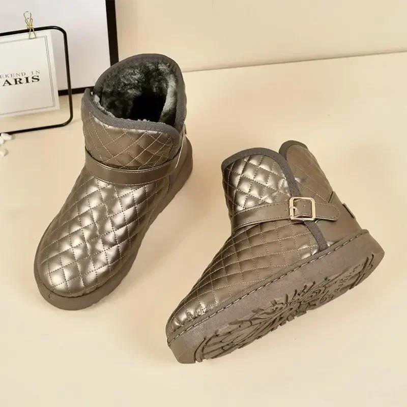 Fashion Waterproof Elegant With Low Heels Female Ankle Shoes Y2k Protective On Offer Slip High Quality Pu Work Ladies Booties Snow Boots