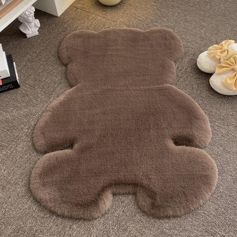 Cartoon Bear Plush Rug for Kids' Bedroom or Cloakroom