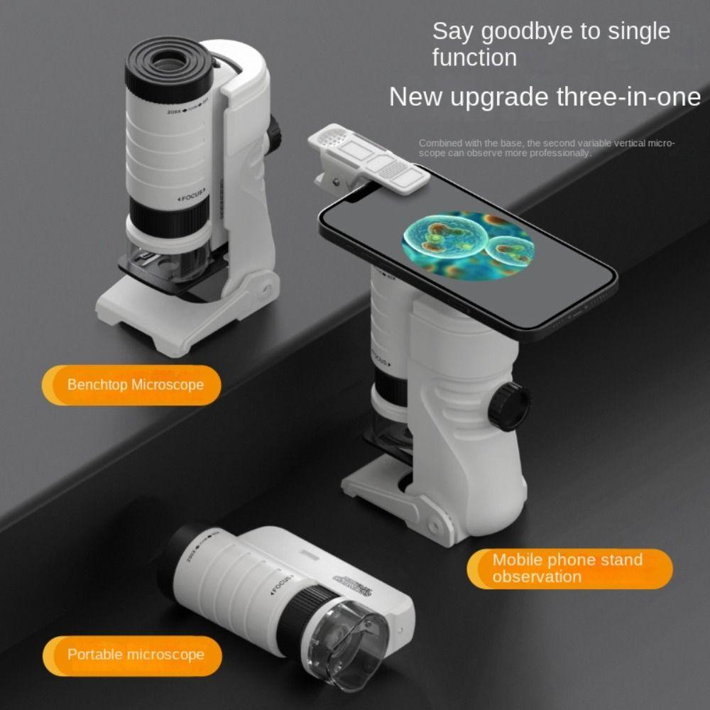 60-200x Magnification Pocket Microscope Battery Powered Educational Microscope  Children's Learning