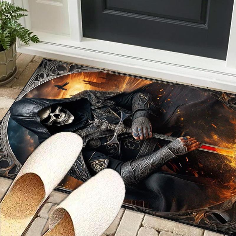 Skulls And Roses Artwork Office Rug Chair Mat, Entryway Carpet, Suitable for Front Door, Bedroom, Living Room, Desk, Holiday Gift