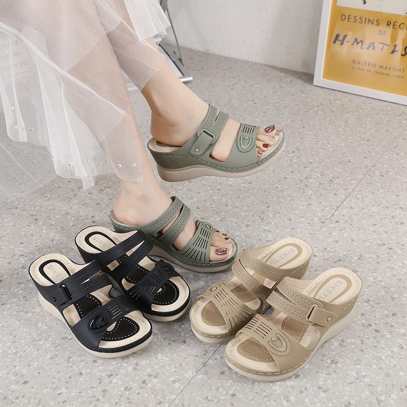 Fashion 2025 Spring And Summer New Fashionable Casual Wedge Beach Sandals Women's Shoes Comfortable, Breathable Elegant And Simple