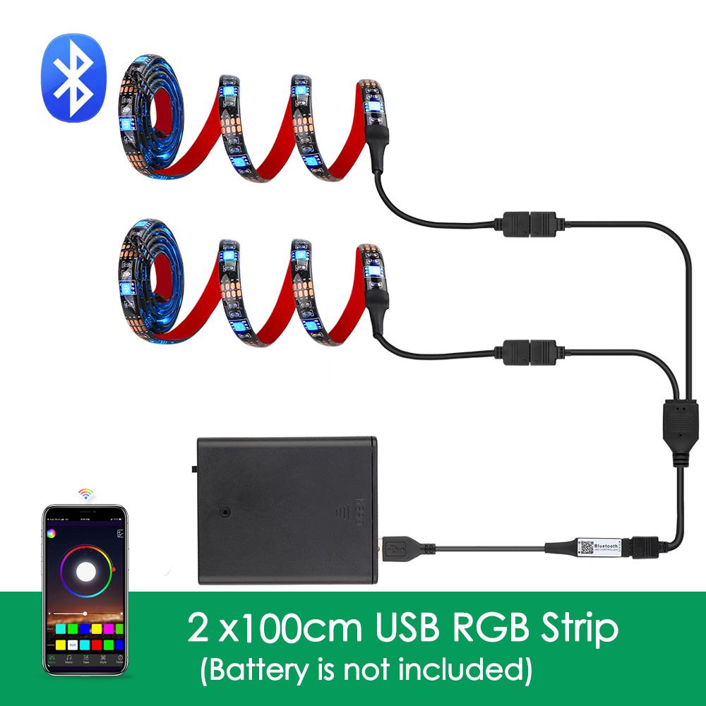 

USB Bluetooth RGB Светодиодная лента с питанием от аккумулятора, гибкая диодная лента, светодиодная подсветка для велосипеда, скейтборда, велосипедного освещения IP20 no waterproof