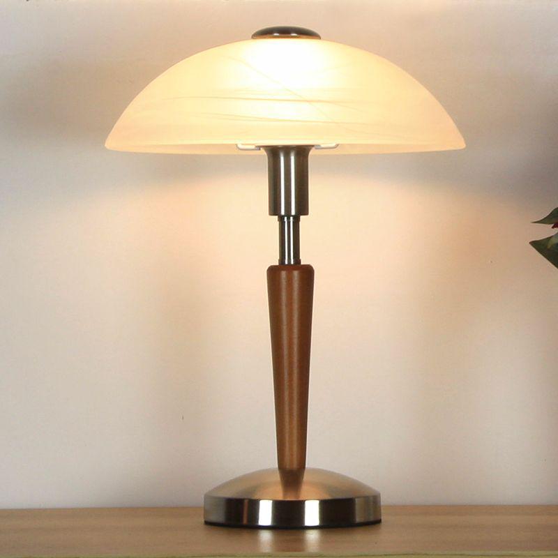 

Retro American Solid Wood Glass Table Lamp for Bedroom and Living Room - Touch-Control Warm Lighting for Study Bronze Sand
