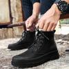 Men Boots High Quality Handmade Genuine Leather Waterproof AnkleBoots Black Platform Non-slip Motorcycle Boots Botas Para Hombre