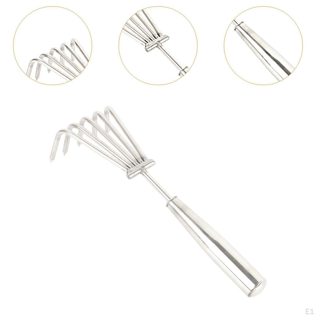 Compact Hand Rake for Soil Cultivation and Leaf Collection In Gardens