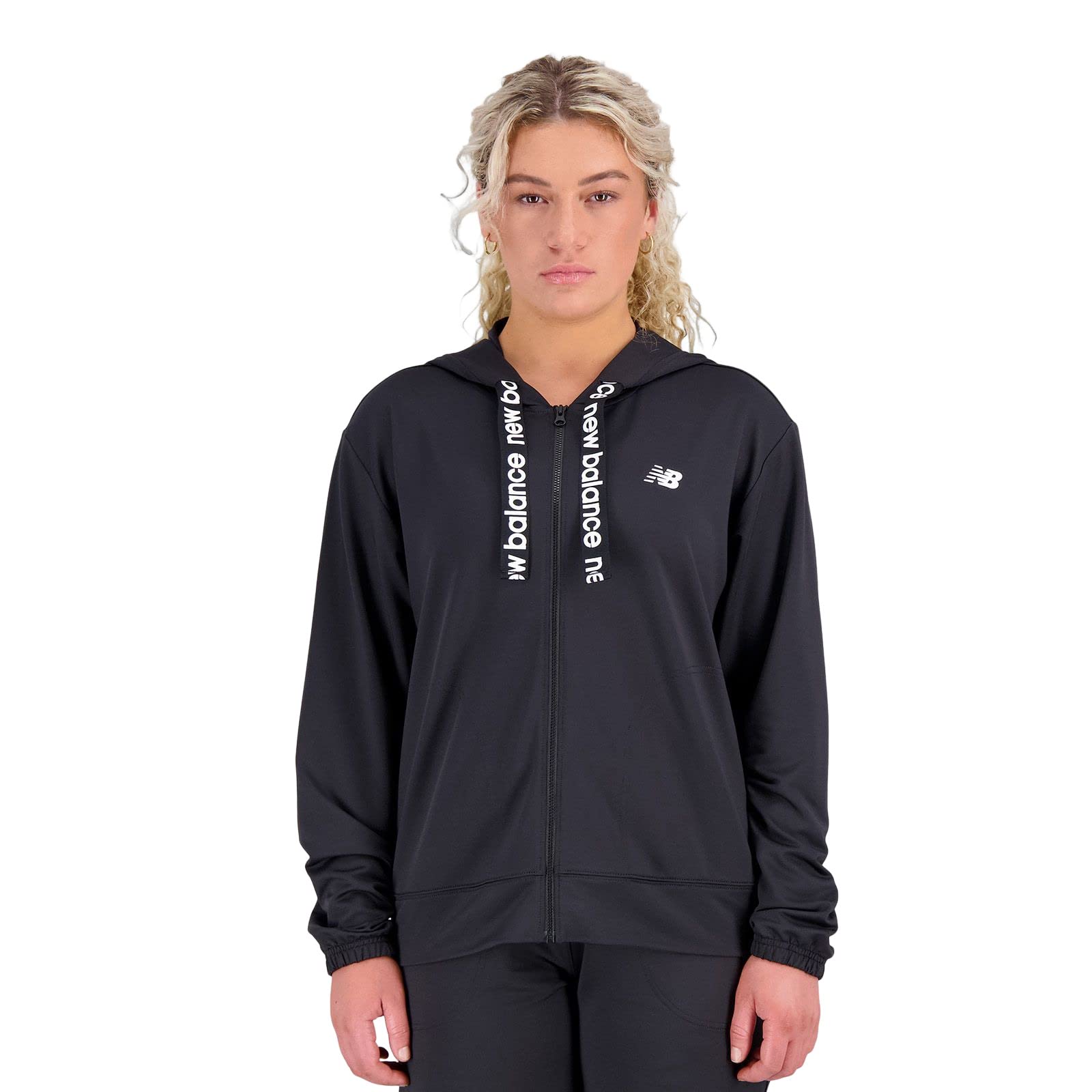 

New Balance Relentless Terry Hoodie Size S Full-Zip (AWJ31187), Women s, Black,