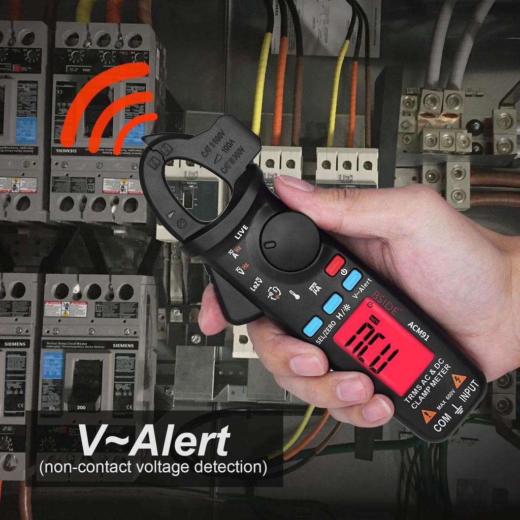 BSIDE DC Current Clamp Meter 1mA Resolution True RMS Auto-Ranging 6000 Count Tester Voltage Current Resistance Frequency Temperature Capacitance Meter