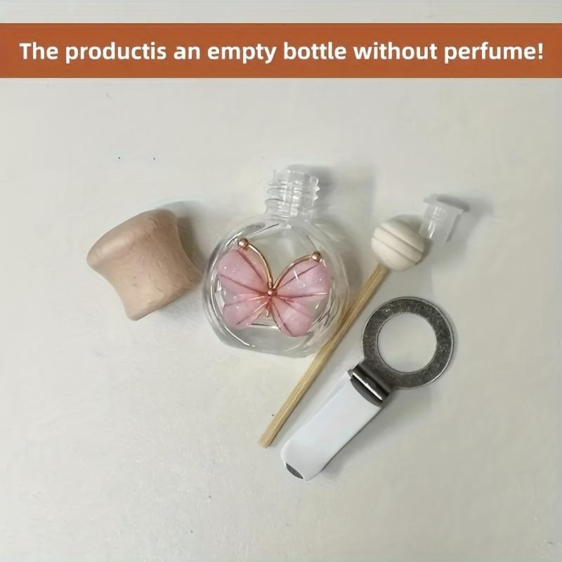 1pc Car Butterfly Glass Bottle, Reusable Car Essential Oil Diffuser, Empty Glass Bottle Pure Decoration Car Accessories