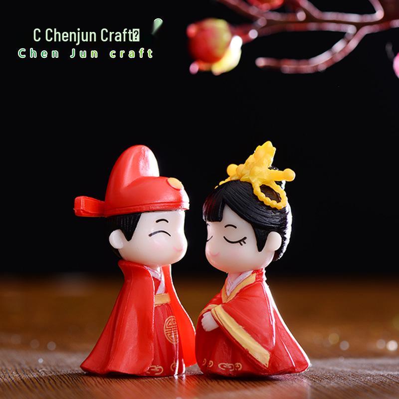 Ancient Style Couple Miniature Dolls - DIY Desktop Decor & Gifts