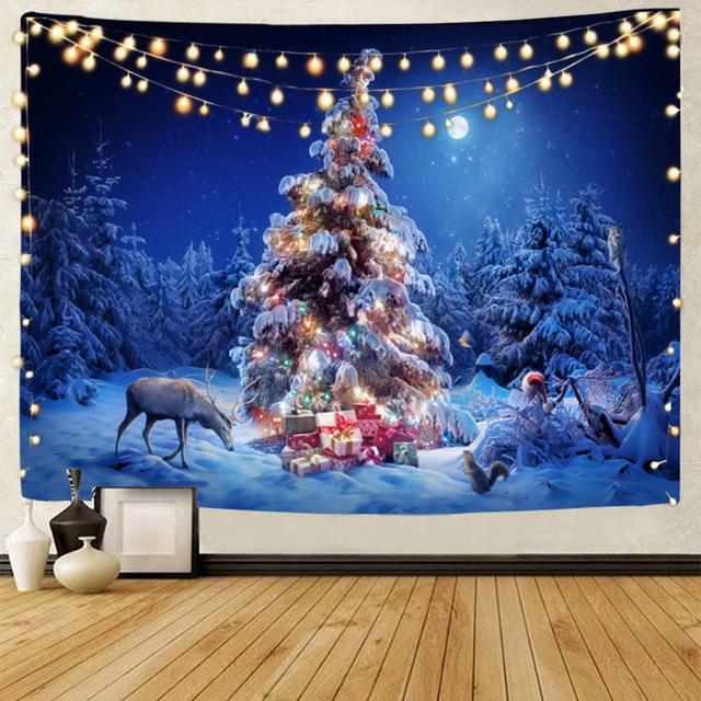 Moș Crăciun, pom de Crăciun Elan de Crăciun decor de fundal de Crăciun tapiserie Crăciun decor de fundal de acasă tapisr
