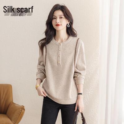 Sybilla Women's Patchwork Round Neck Long Sleeve Sweatshirt