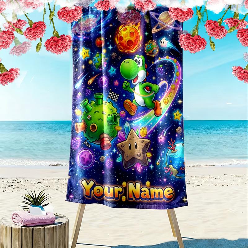 Name Custom Mario Print Beach Towel, Large Soft Quick Dry Towel for Beach Camping Swimming