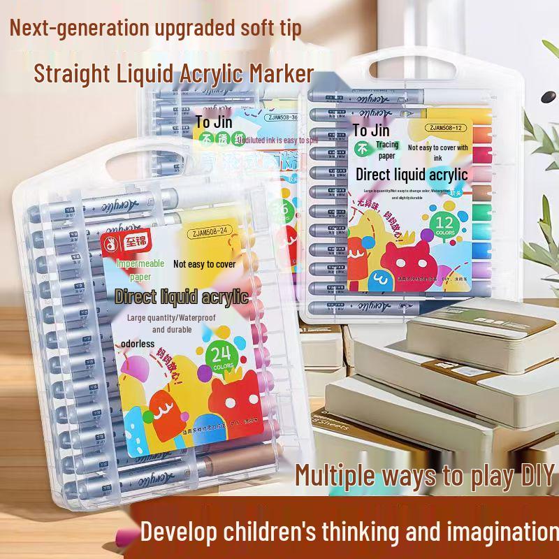 

Zhi Jin Liquid Soft Tip Marker for Kids and Art Students, Opaque and Layerable Colors