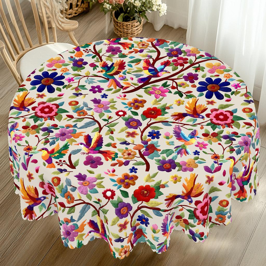 1 Piece Of Mexican-Style Tablecloth, Cinco De Mayo Party Decoration, Mexican Cinco De Mayo Decorative Tablecloth With Bright And Colorful Floral And B