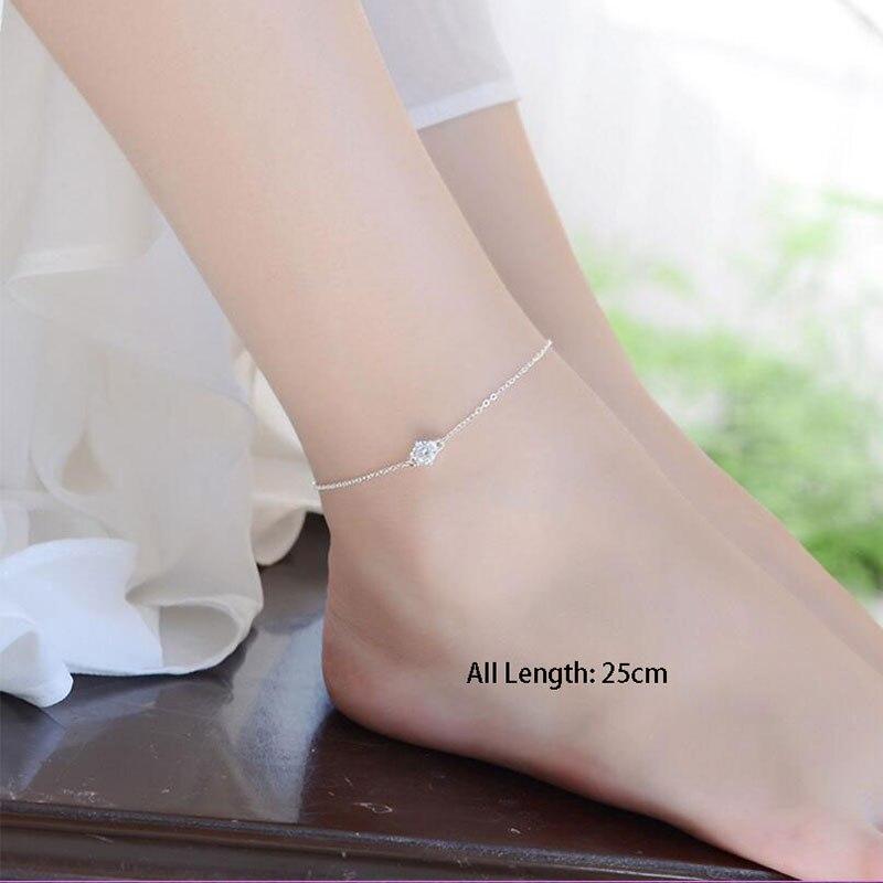 

Простой браслет на щиколотку из стерлингового серебра 925 пробы для женщин, супер блестящий браслет из циркония Chian, ювелирные изделия S -B133