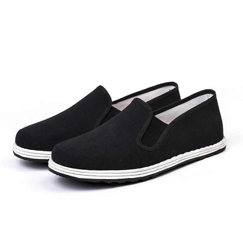Old Beijing Men's Canvas Slip-On Work Shoes with Vulcanized Thousand-Layer Sole