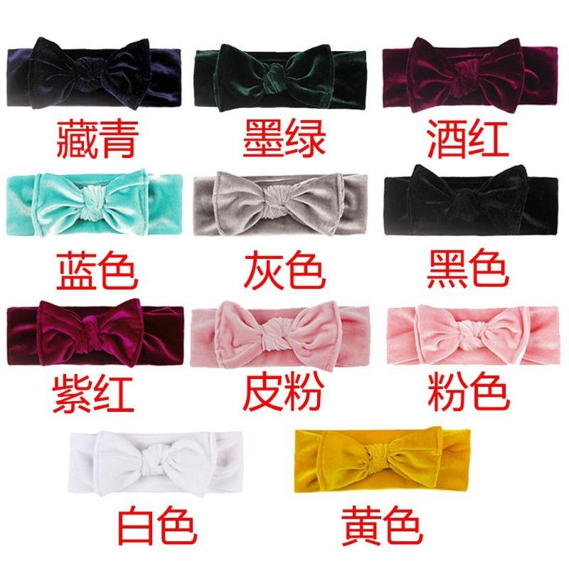

Новая детская повязка на голову из золотого бархата, милая повязка на голову с бантом для малышей, детская повязка-шарф для волос 11 цветов
