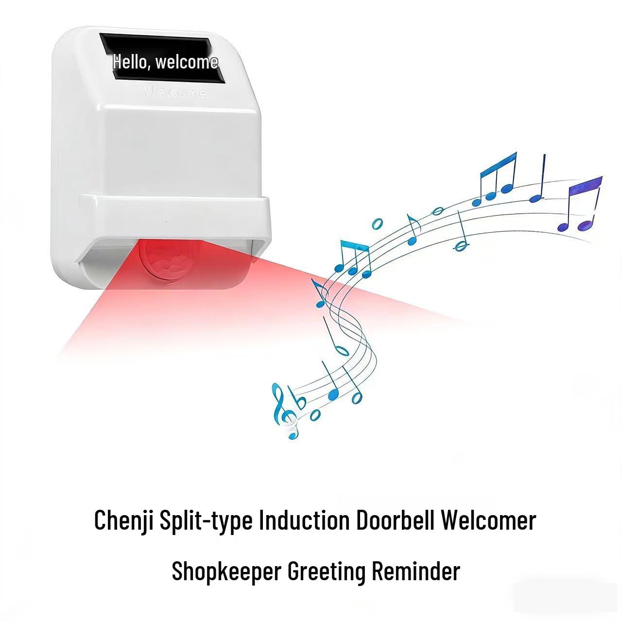 Умный беспроводной дверной звонок Chenji с датчиком голосового приветствия для входов в магазины Transmitter (Pairing Required)