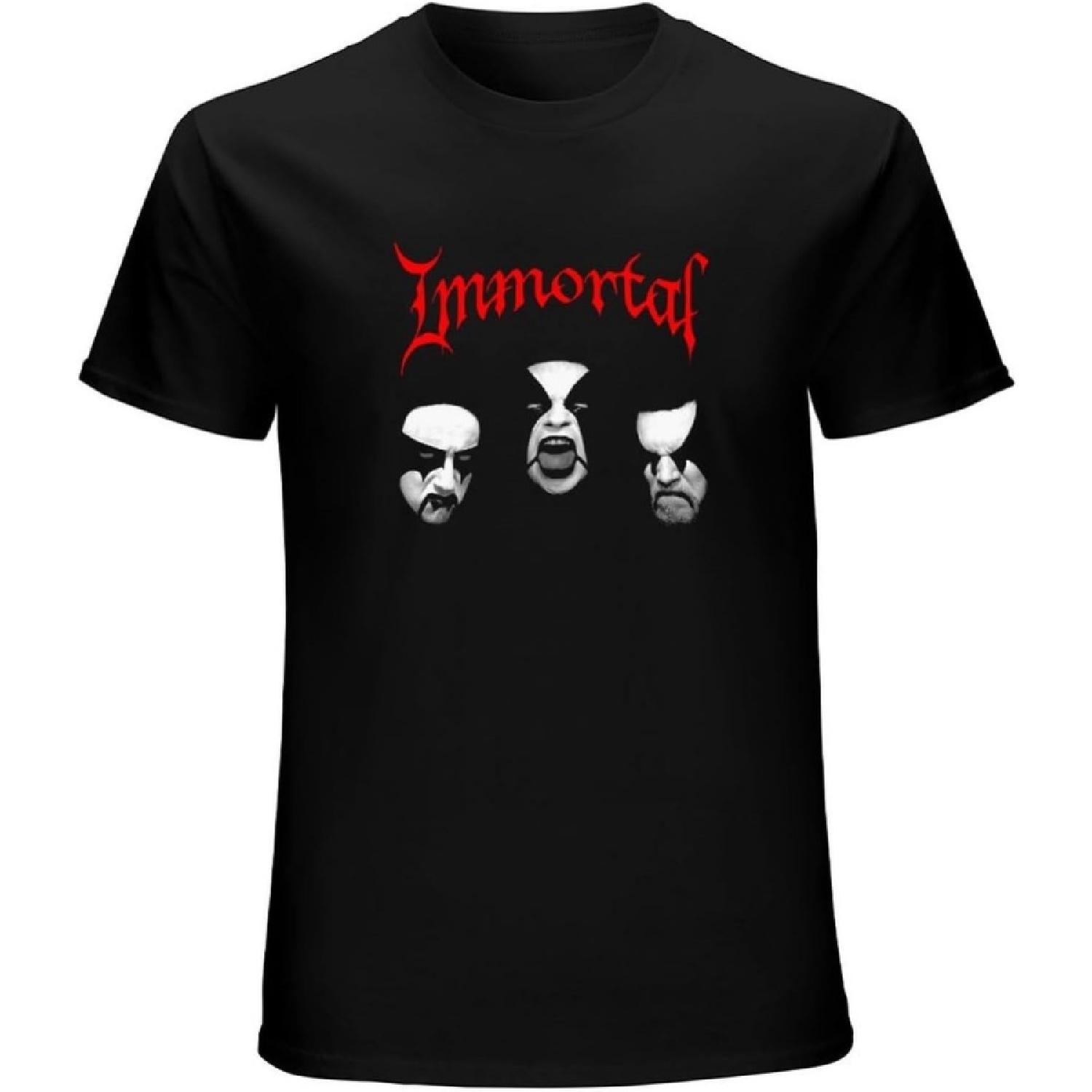 Danshaosu Immortal Band Norway Metal Rock Band Mens Vintage T Shirt Short Sleeve Funny Top Black S