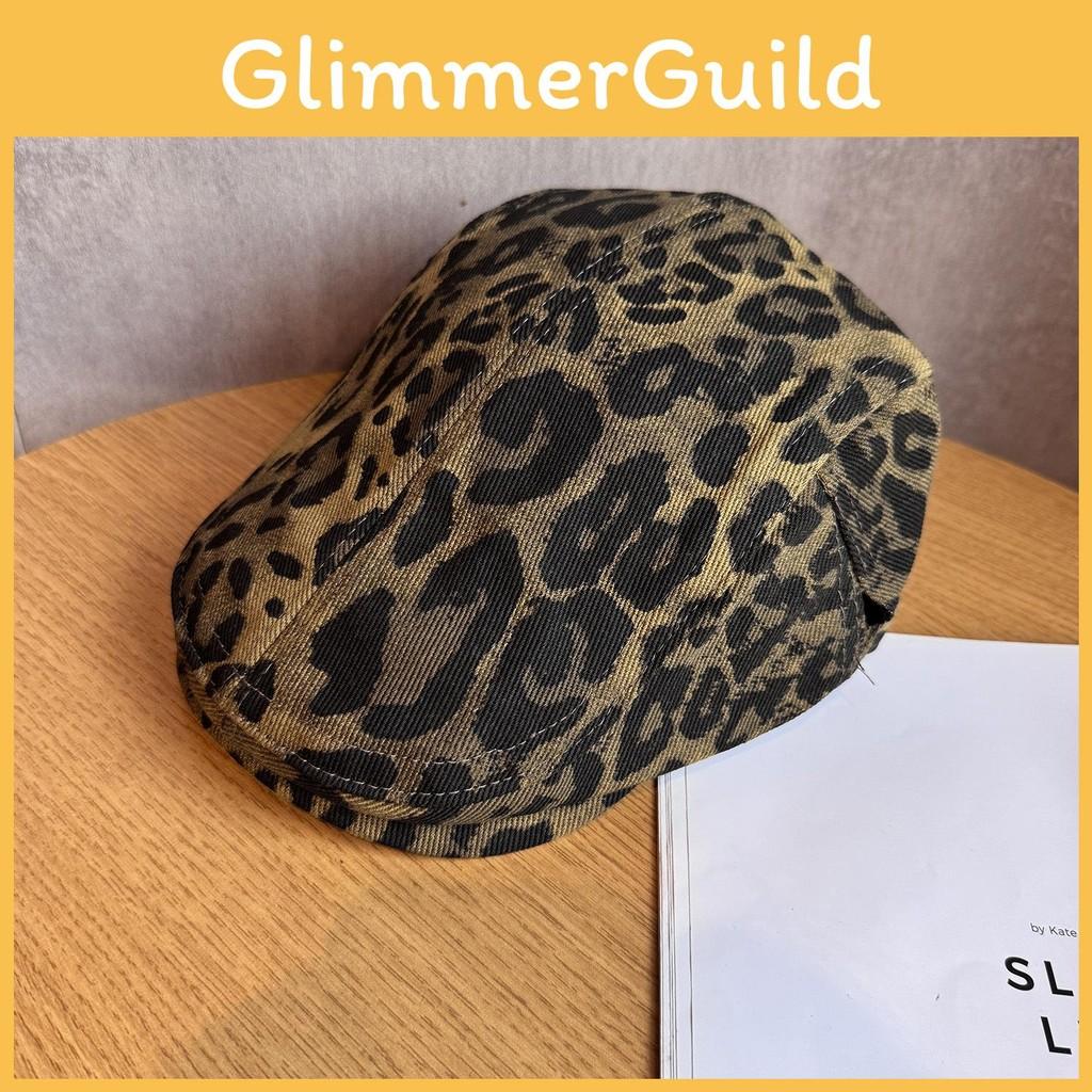 Leopard Trendy Retro Print Flat Cap Windproof Warm Travel Features Looks Casual