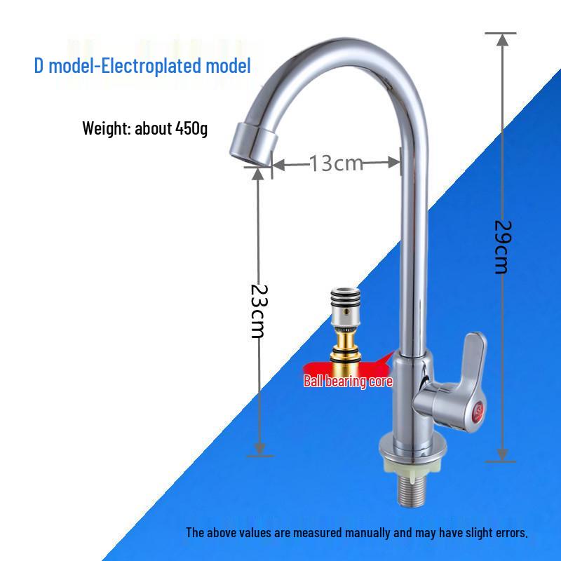 Vertical Stainless Steel Single Cold Kitchen Faucet for Wash Basin