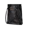 MIU MIU Nappa Embossed Letter Logo Adjustable Shoulder Strap Leather Mini Bucket Bag Women Shoulder Bags Brown 5NF460_AF6P_F0201