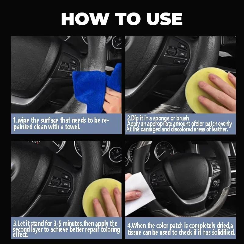 Imitation Leather Repair Paste for Steering Wheels and Car Seats - Restore Faded Imitation Leather, Repair Tears and Scratches.